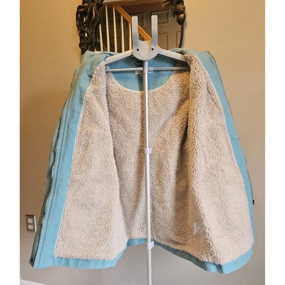 Boden Duffle Toggle Coat Womens US 8 UK 12 Aqua Blue Sherpa Lined Hooded Jacket - Picture 3 of 7